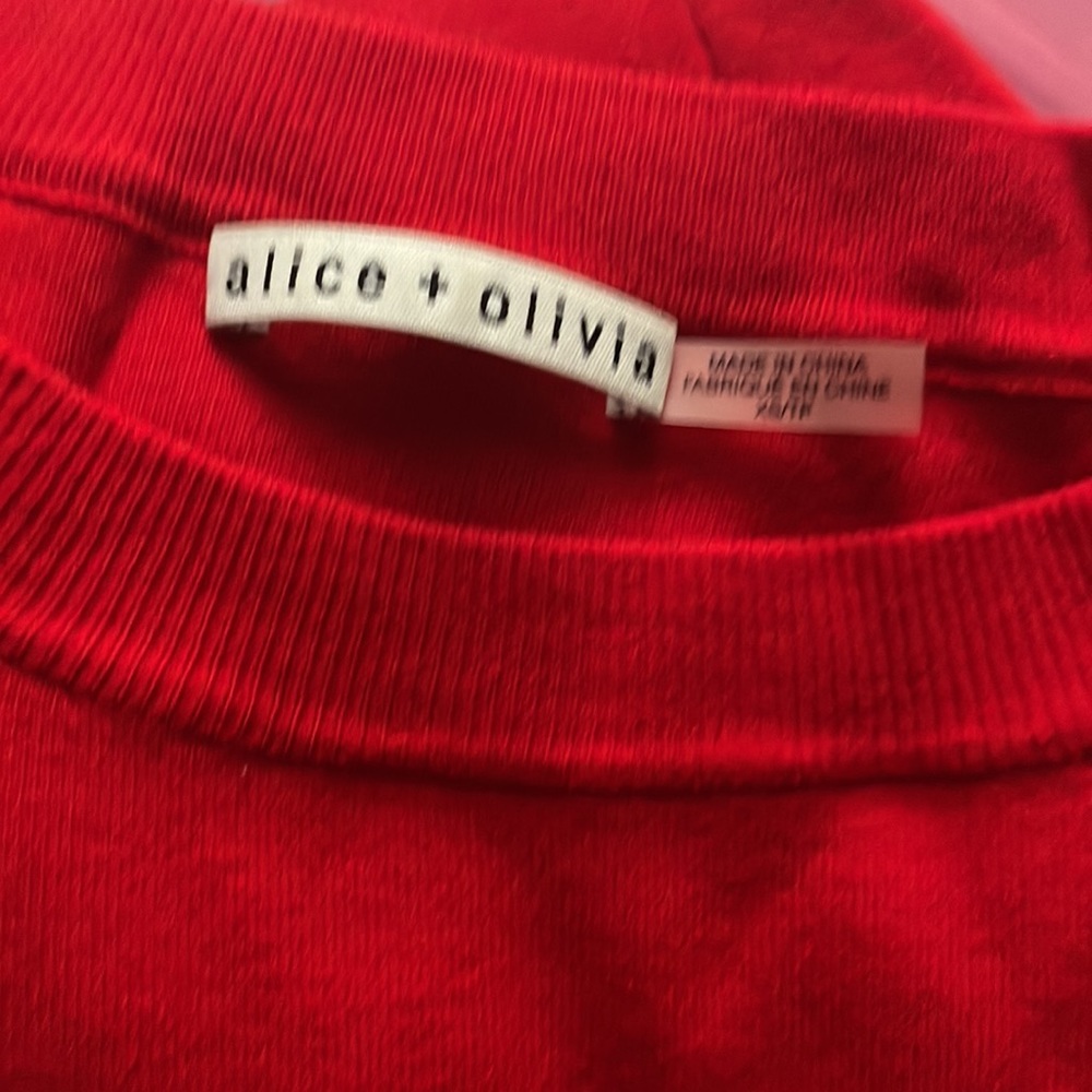 Alice + Olivia Ruela Red Split Back Sweater - image 7